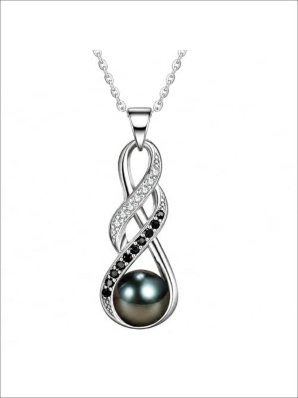 Tahitian Pearl Necklace 18K Gold Plated 925 Sterling Silver Infinity Pendant